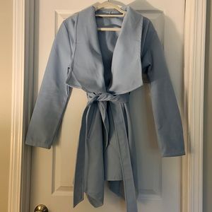 Periwinkle Wrap Shawl Collar Coat - Size Medium